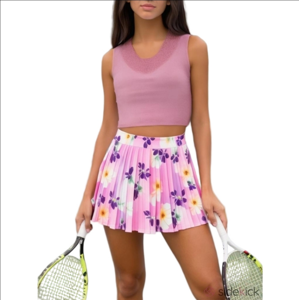 Y2K Vintage Tennis Golf Pickleball Pleated Plisse Mini Abstract Pink Skirt sz8